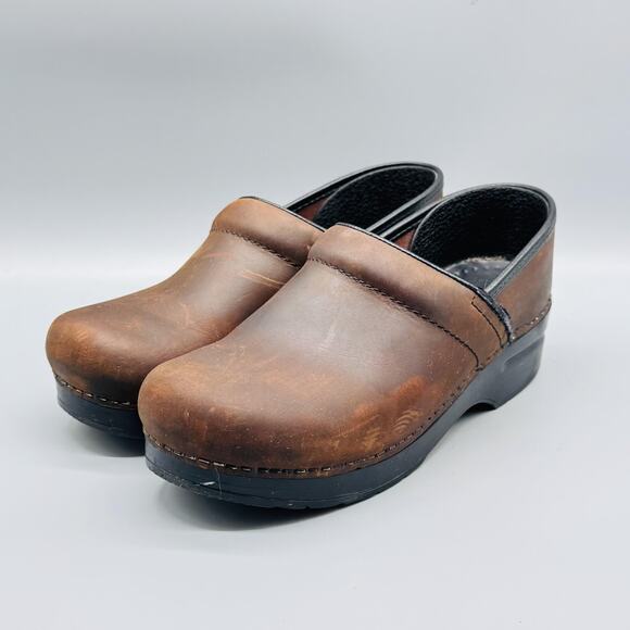 Dansko Shoes Womens 8 Brown Leather Professional Clogs Slip On Work Nursing - Picture 4 of 10